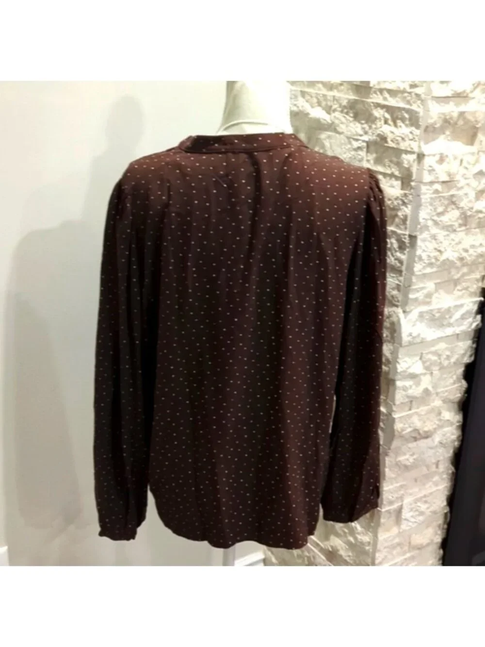 Selected Femme Brown Polka dot 1/2 button up blouse